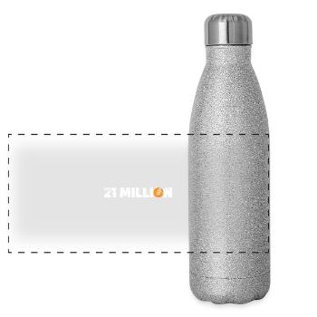 21 Million Bitcoin Cryptocurrency - Panoramic Glitter Thermal Bottle 500 ml - silver glitter - Front