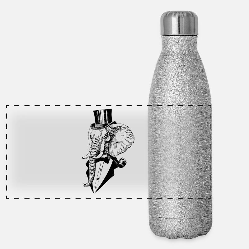 like a sir elephant - Panoramic Glitter Thermal Bottle 500 ml - silver glitter