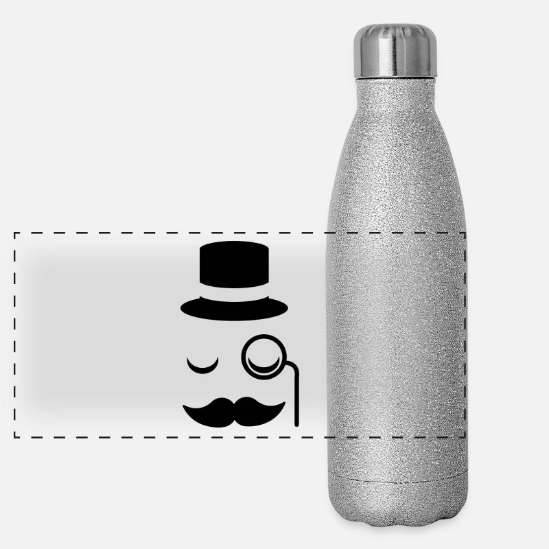 Gentleman mustache monocle beard cylinder glasses Panoramic Glitter Thermal Bottle 500 ml