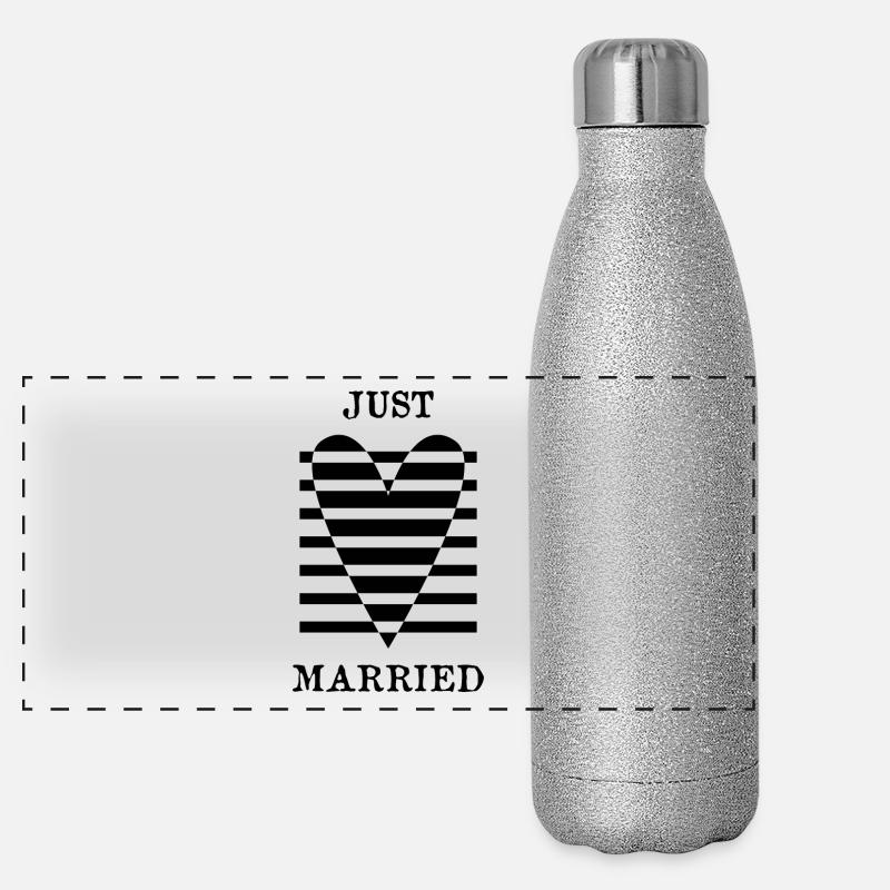 JUST MARRIED. VIVE LES MARIES. SAINT VALENTIN Gourde isotherme panoramique pailletée 500 ml