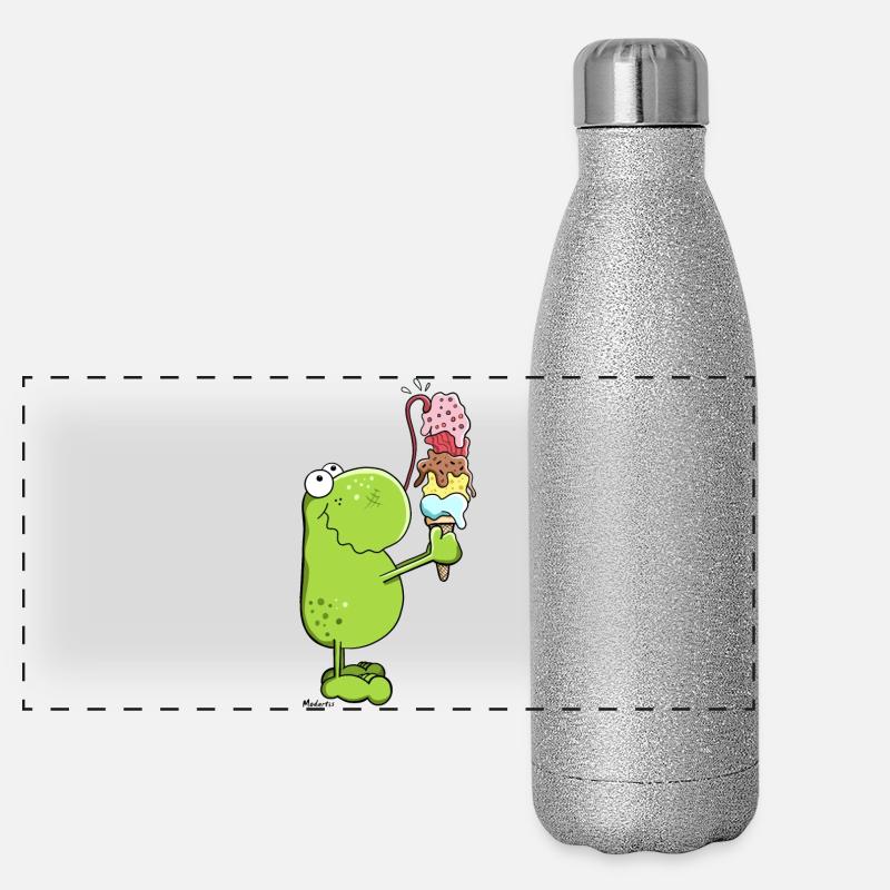 Frosch mit Eis Panorama Glitzer Isolierflasche 500 ml