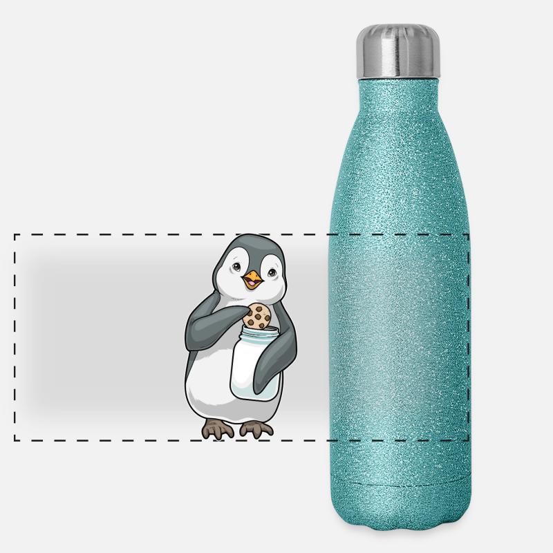 Biscuit pingouin Gourde isotherme panoramique pailletée 500 ml
