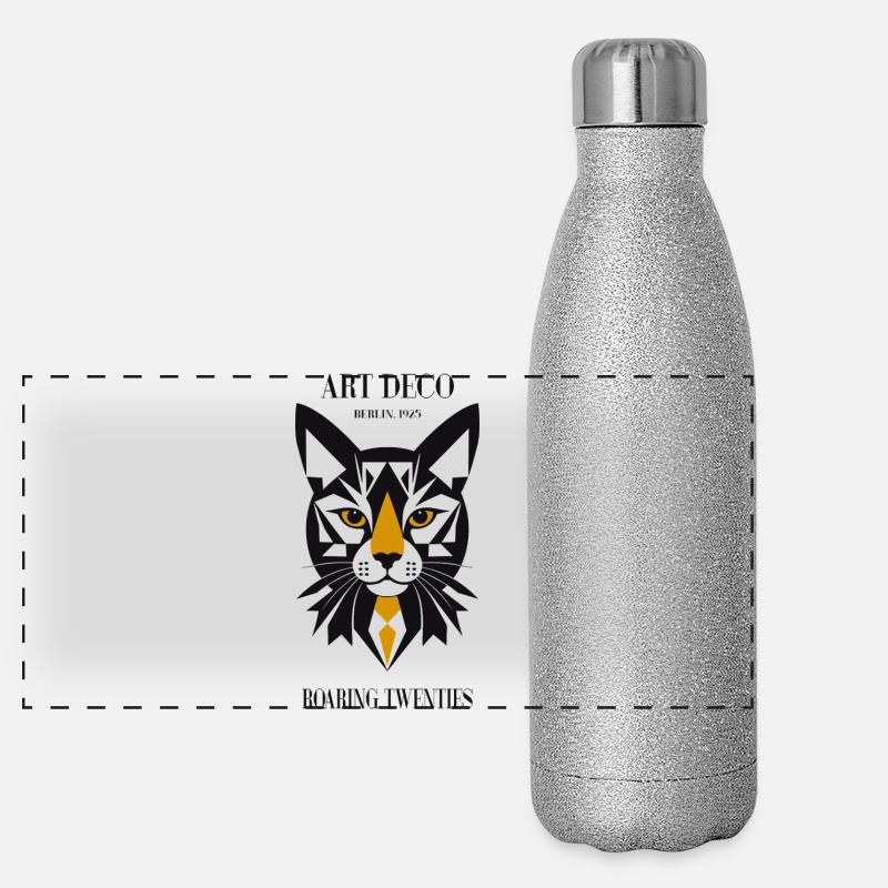 Chat Art Déco Gourde isotherme panoramique pailletée 500 ml