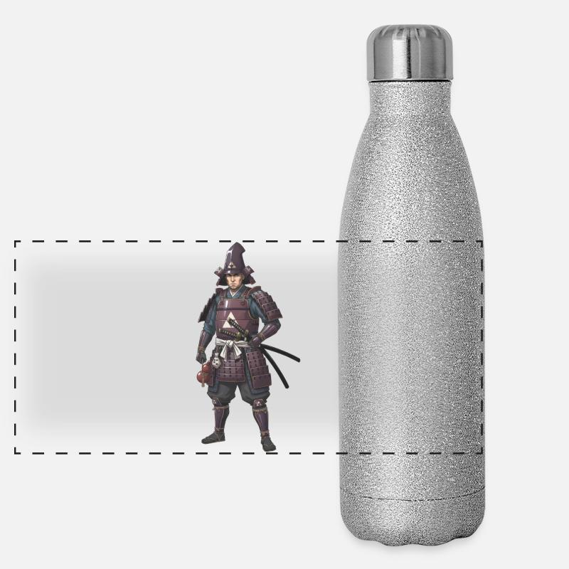Lila gepanzerter Samurai Sengoku Panorama Glitzer Isolierflasche 500 ml