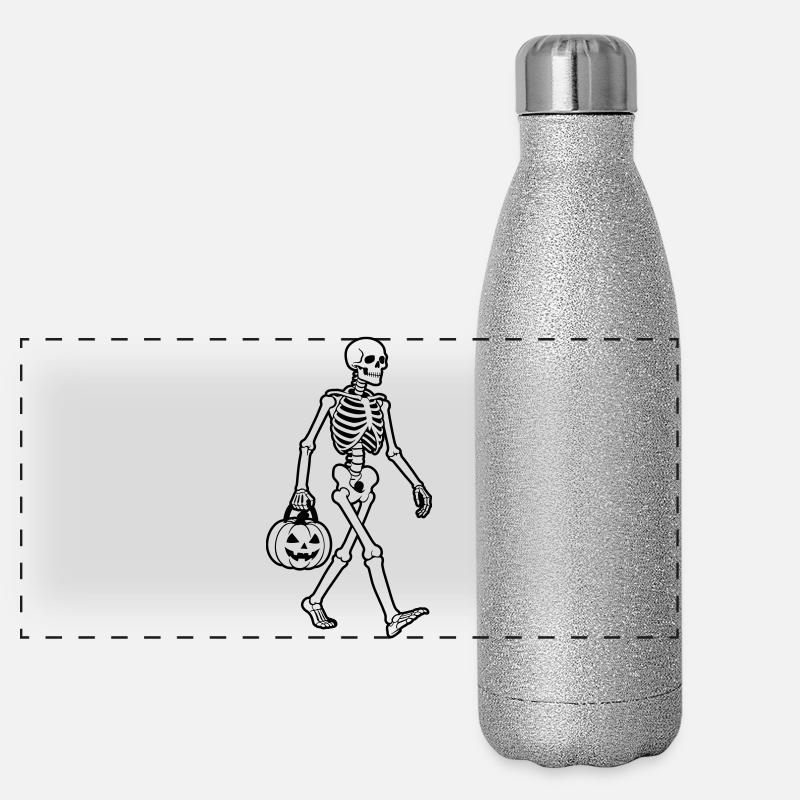Squelette Halloween Gourde isotherme panoramique pailletée 500 ml