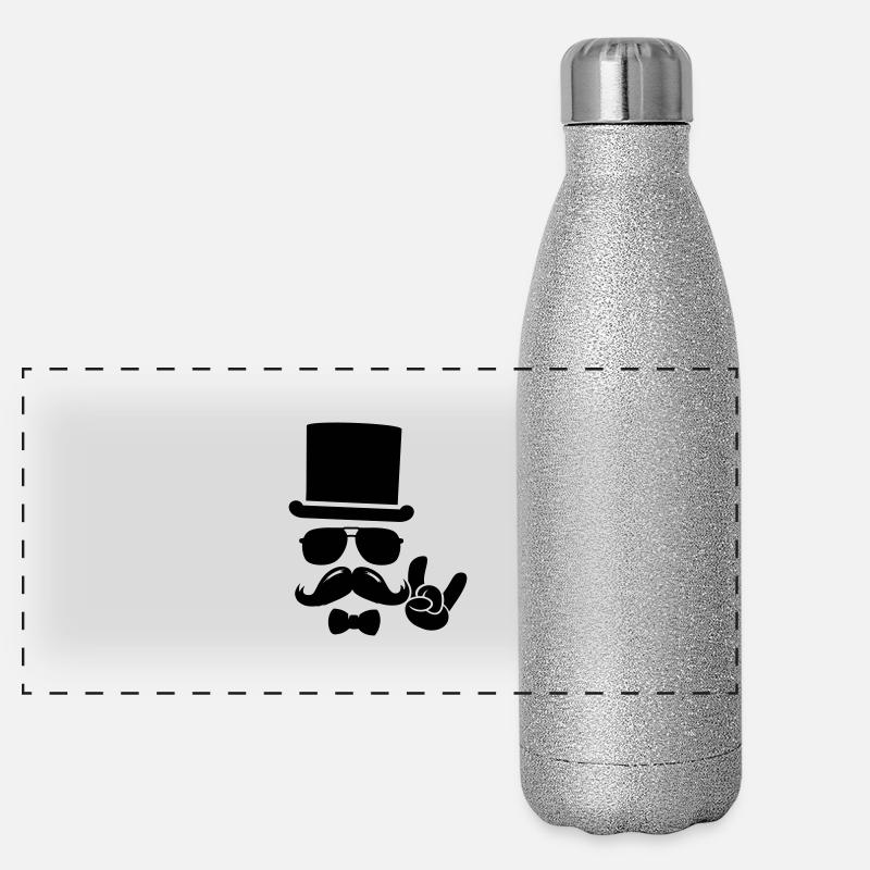 Moustache Groom boss retro hipster Panoramic Glitter Thermal Bottle 500 ml