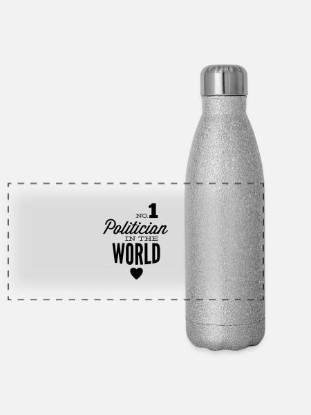 Best politician in the world - Panoramic Glitter Thermal Bottle 500 ml - silver glitter - Front