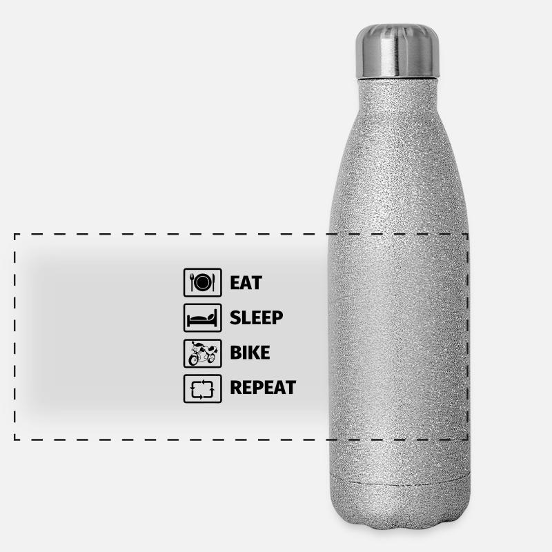 EAT SLEEP BIKE REPEAT Panorama Glitzer Isolierflasche 500 ml