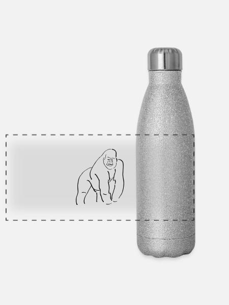 Monkey collection - Panoramic Glitter Thermal Bottle 500 ml - silver glitter - Front