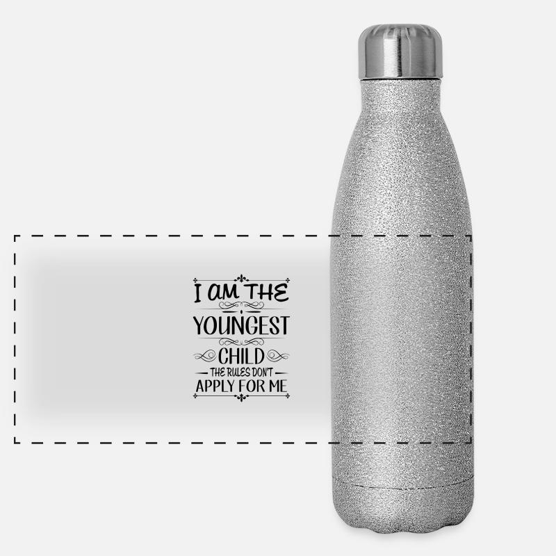 I am the youngest child rules don't apply for me Panorama Glitzer Isolierflasche 500 ml