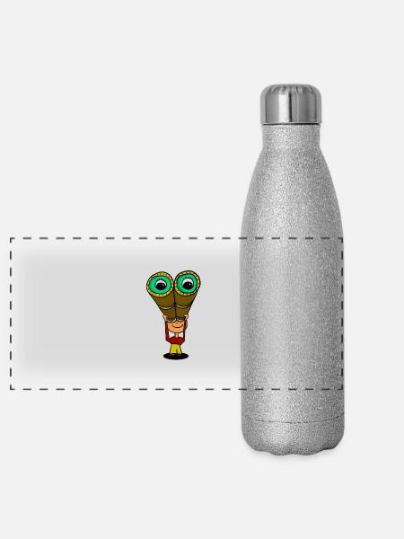 jumelles - Gourde isotherme panoramique pailletée 500 ml - paillettes argentées - Devant