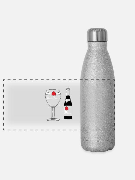Belgian Beer - Panorama Glitzer Isolierflasche 500 ml - Silber Glitzer - Vorne