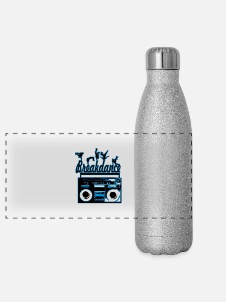 break dancing - Panoramic Glitter Thermal Bottle 500 ml - silver glitter - Front