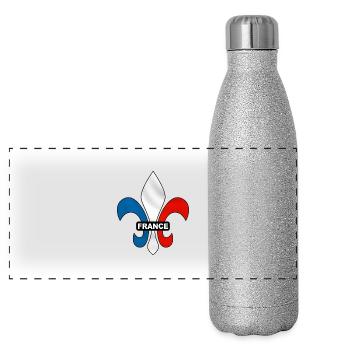 france - fleur de lys - Gourde isotherme panoramique pailletée 500 ml - paillettes argentées - Devant