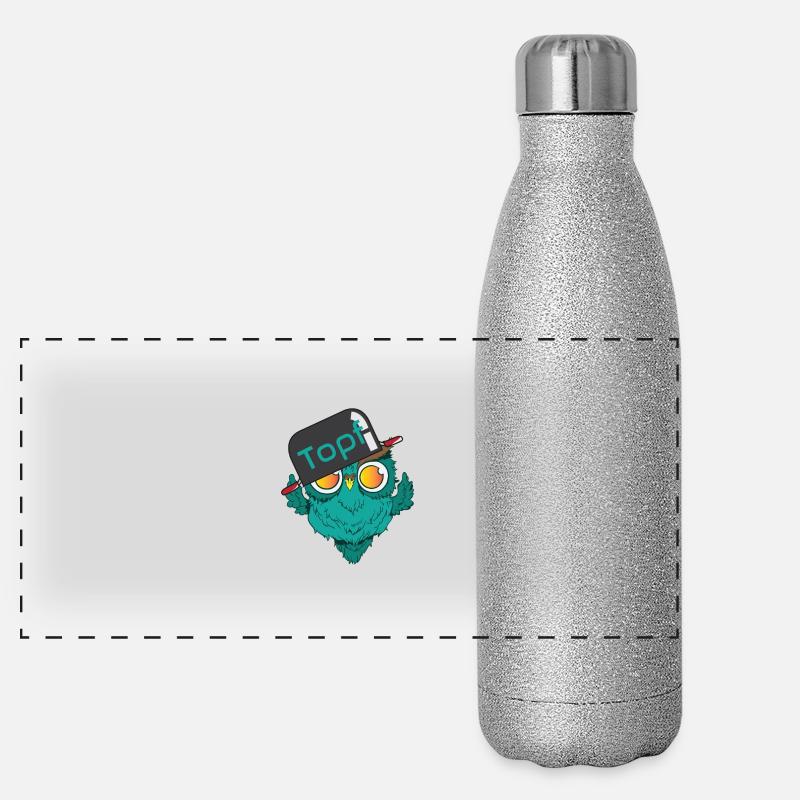 Chouette en couple avec pot sans couvercle Gourde isotherme panoramique pailletée 500 ml