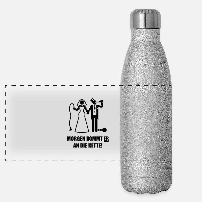 Morgen kommt ER … (Braut Junggesellinnenabschied) Panorama Glitzer Isolierflasche 500 ml