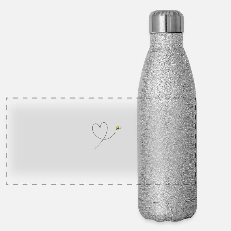 Bee flies a heart animals nature honey Panoramic Glitter Thermal Bottle 500 ml
