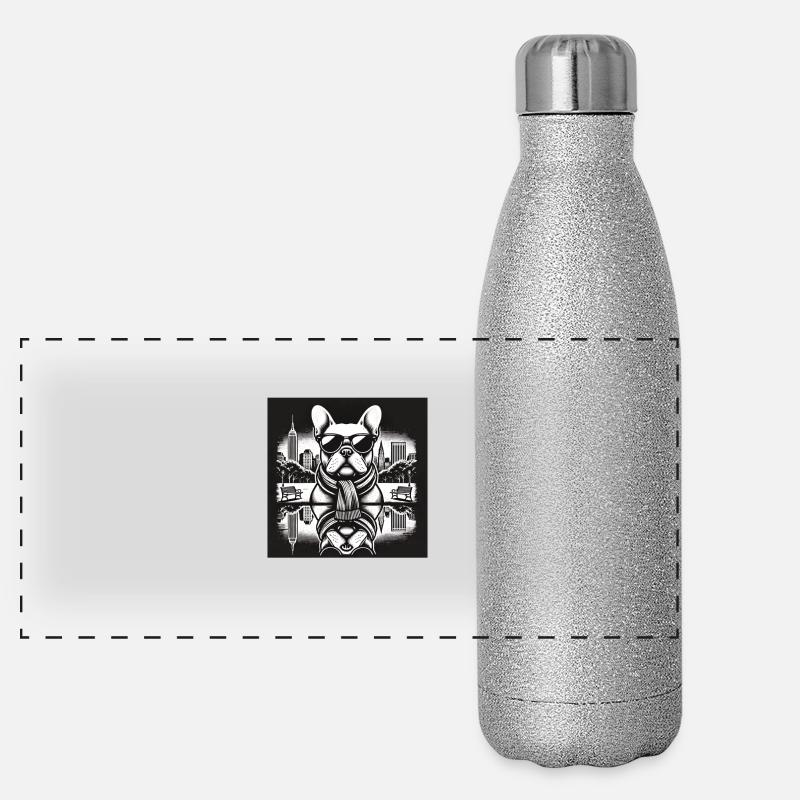 Cooler Mops Möpschen Faltenfreund Mops Hund Panorama Glitzer Isolierflasche 500 ml