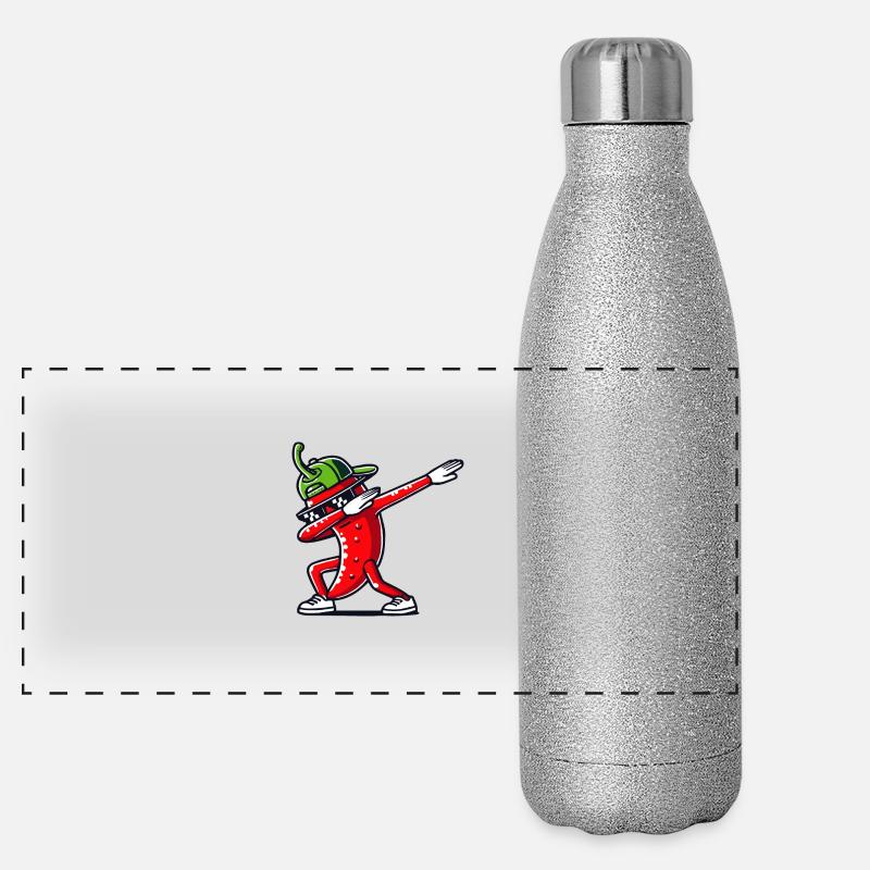 Coole Dabbing Hot Chili Pepper Panorama Glitzer Isolierflasche 500 ml