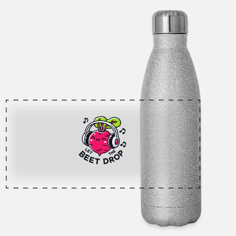 Let The Beet Drop Music Wortspiel Panorama Glitzer Isolierflasche 500 ml
