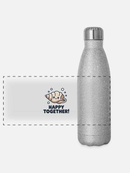 GEMEINSAM GLÜCKLICH - Panorama Glitzer Isolierflasche 500 ml - Silber Glitzer - Vorne