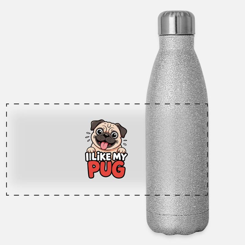 J’aime mon chien carlin Love Gourde isotherme panoramique pailletée 500 ml