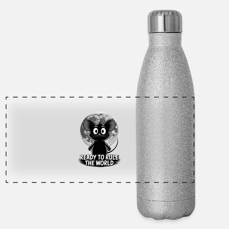 Ready to conquer the world – Mouse in the moonlight Panoramic Glitter Thermal Bottle 500 ml