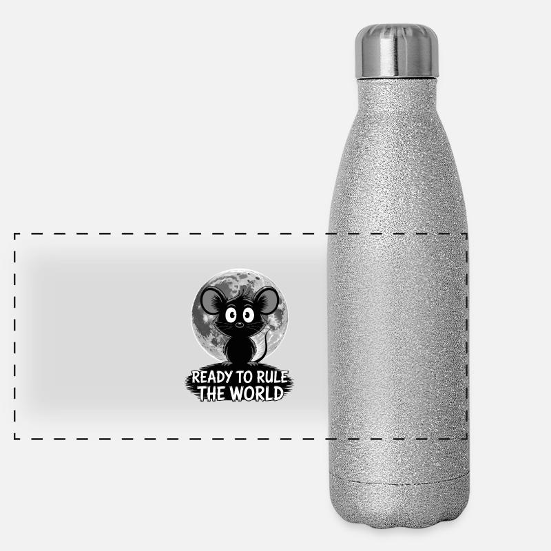 Ready to conquer the world – Mouse in the moonlight Panoramic Glitter Thermal Bottle 500 ml