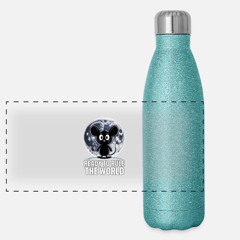 Ready to conquer the world – Mouse in the moonlight Panoramic Glitter Thermal Bottle 500 ml