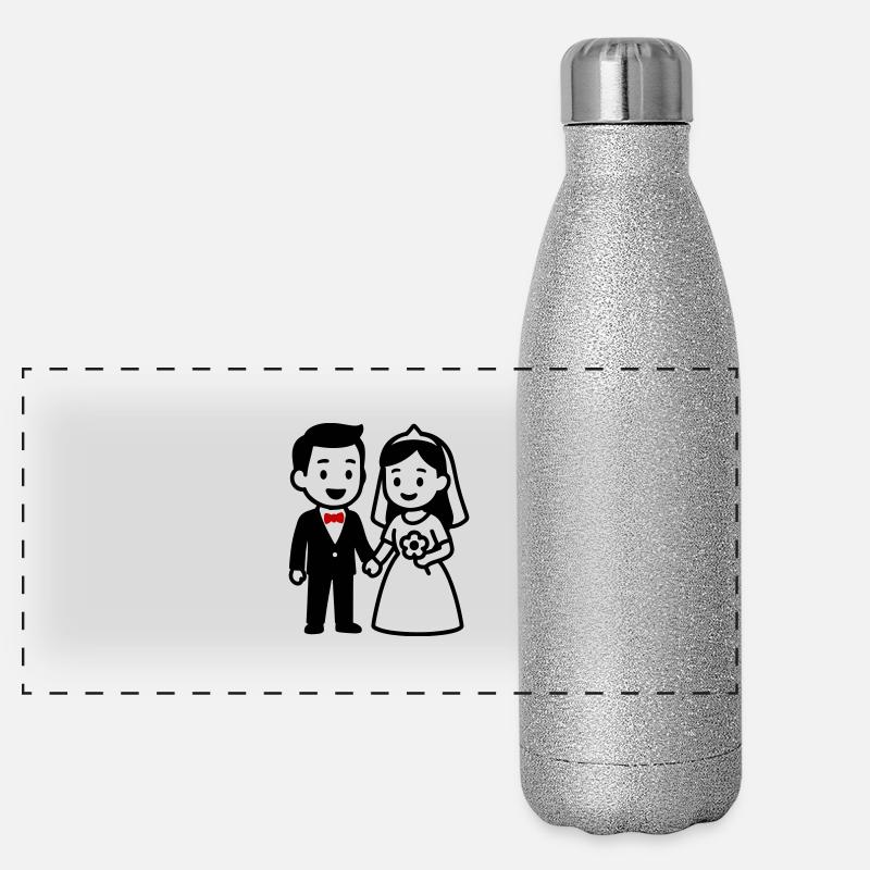 Ehepaar Hochzeit Brautpaar Panorama Glitzer Isolierflasche 500 ml