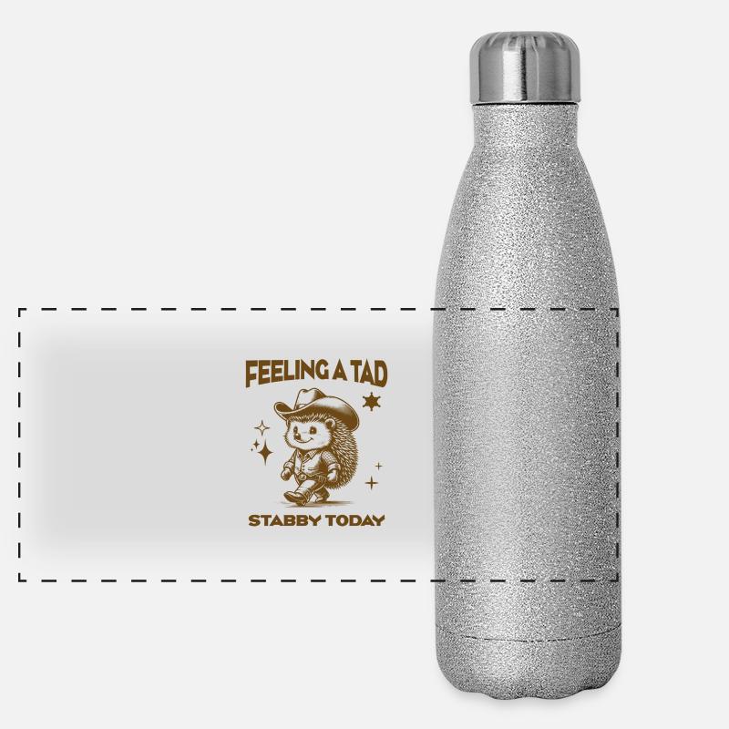 Feeling A Tad Stabby Today Cool Cowboy Hedgehog Panoramic Glitter Thermal Bottle 500 ml