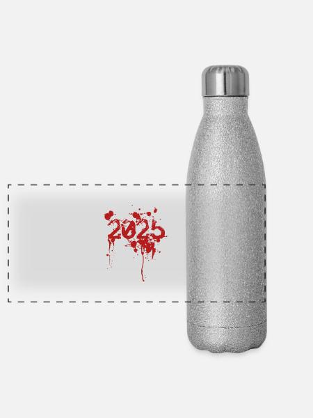 bad 2025 - Panorama Glitzer Isolierflasche 500 ml - Silber Glitzer - Vorne