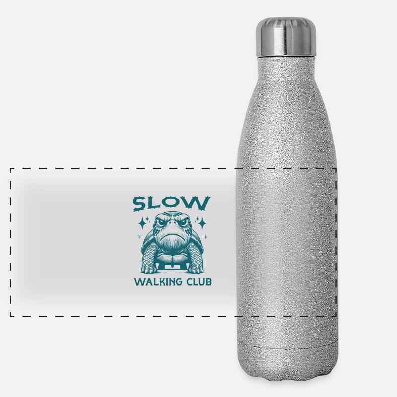 Slow Walking Club Reptile Lover Cool Animal Turtle Panoramic Glitter Thermal Bottle 500 ml