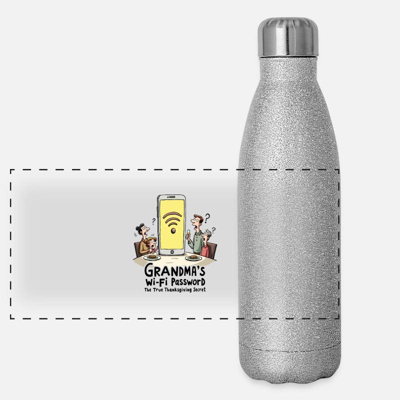 Omas WLAN-Passwort Panorama Glitzer Isolierflasche 500 ml