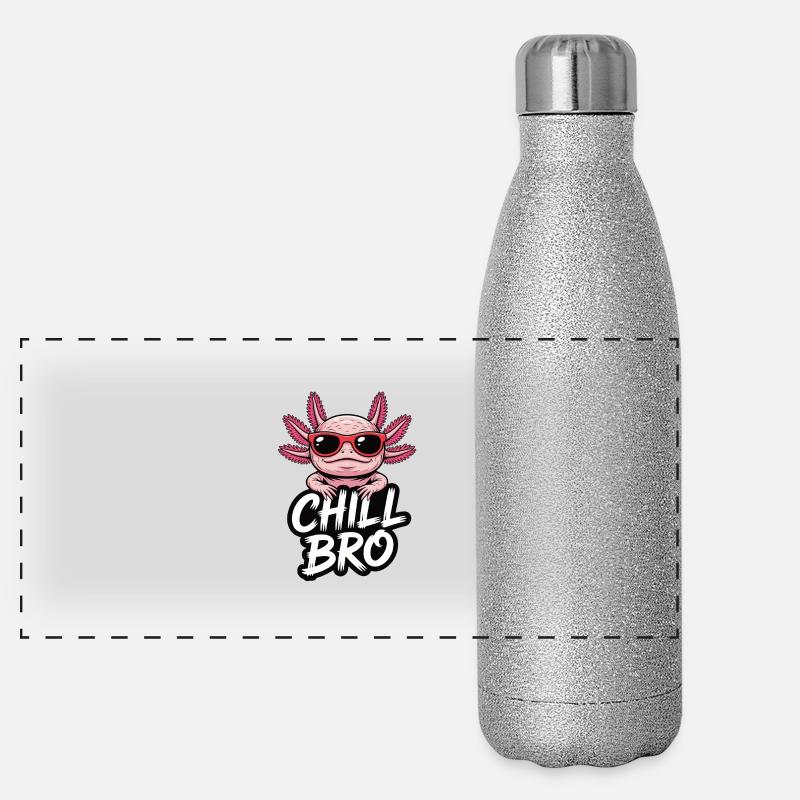 Chill Bro Axolotl chillen bruder Panorama Glitzer Isolierflasche 500 ml