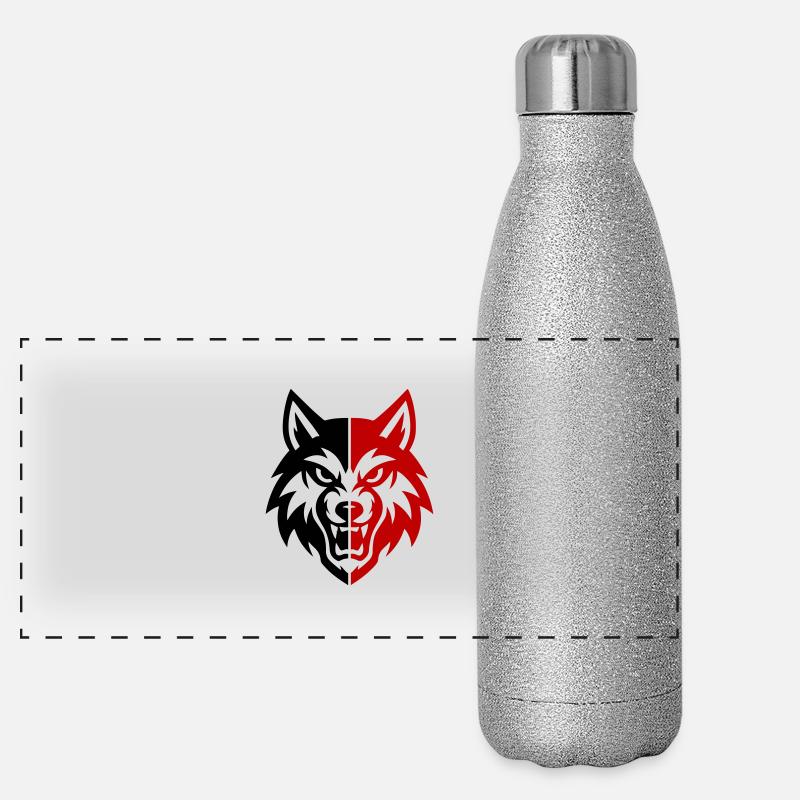 Logo de la tête de loup Gourde isotherme panoramique pailletée 500 ml