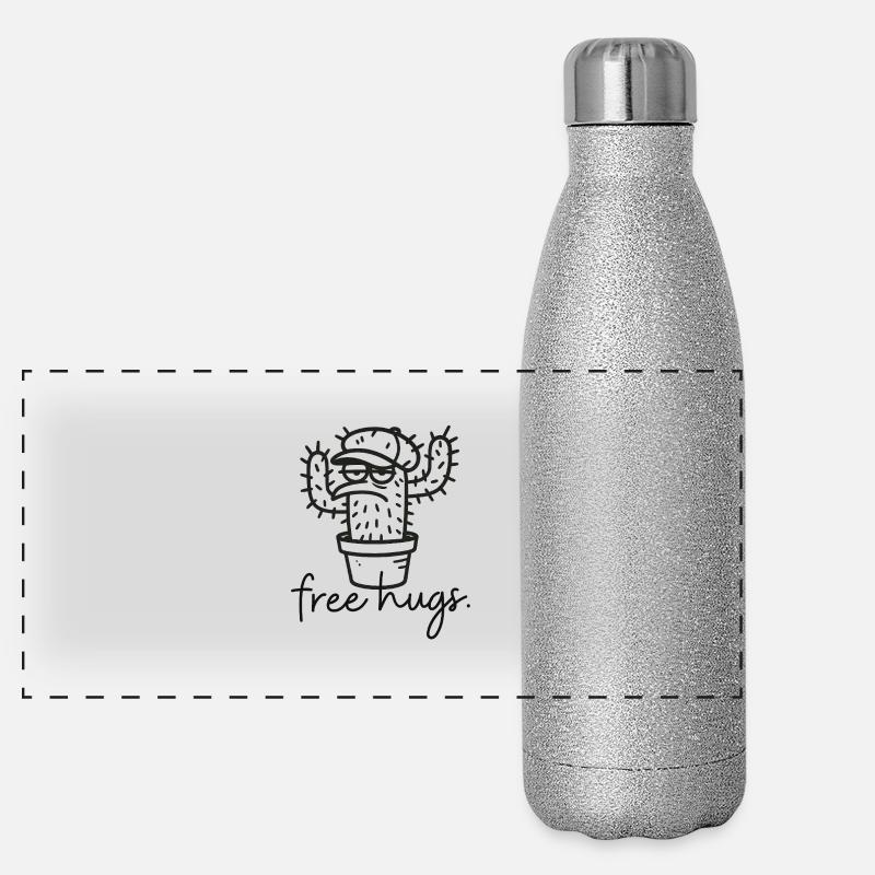 Kaktus "free hugs" Umarmung Panorama Glitzer Isolierflasche 500 ml