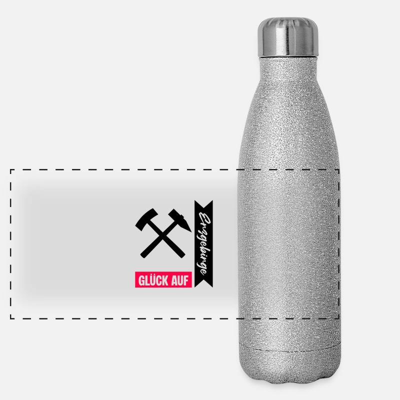 Erzgebirge Bergmann Gruss Panorama Glitzer Isolierflasche 500 ml