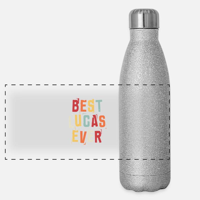 Best Lucas Ever Vorname Retro Text Geschenk Panorama Glitzer Isolierflasche 500 ml