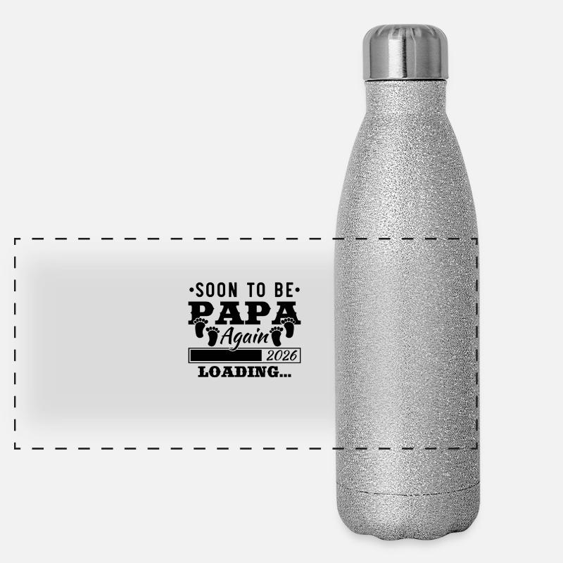 Pronto wird wieder Papa 2026 Loading Panorama Glitzer Isolierflasche 500 ml