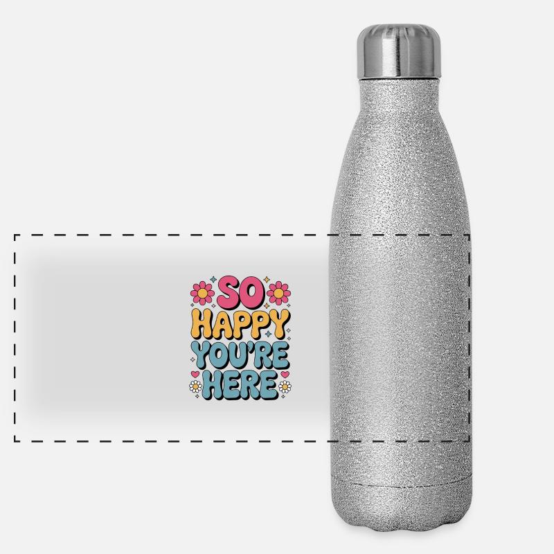 So glücklich, dass du hier bist Retro Panorama Glitzer Isolierflasche 500 ml