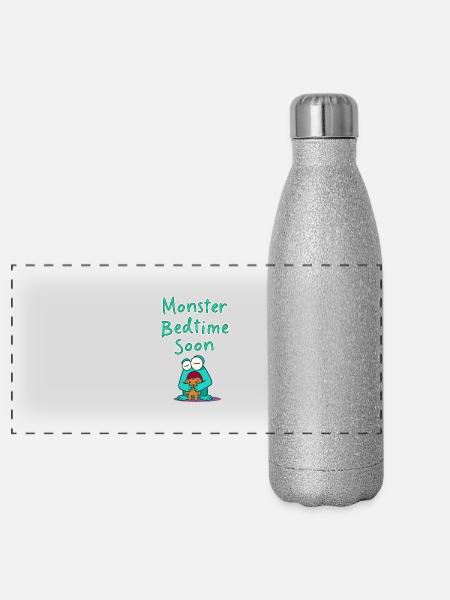 Monster Fun - Panorama Glitzer Isolierflasche 500 ml - Silber Glitzer - Vorne