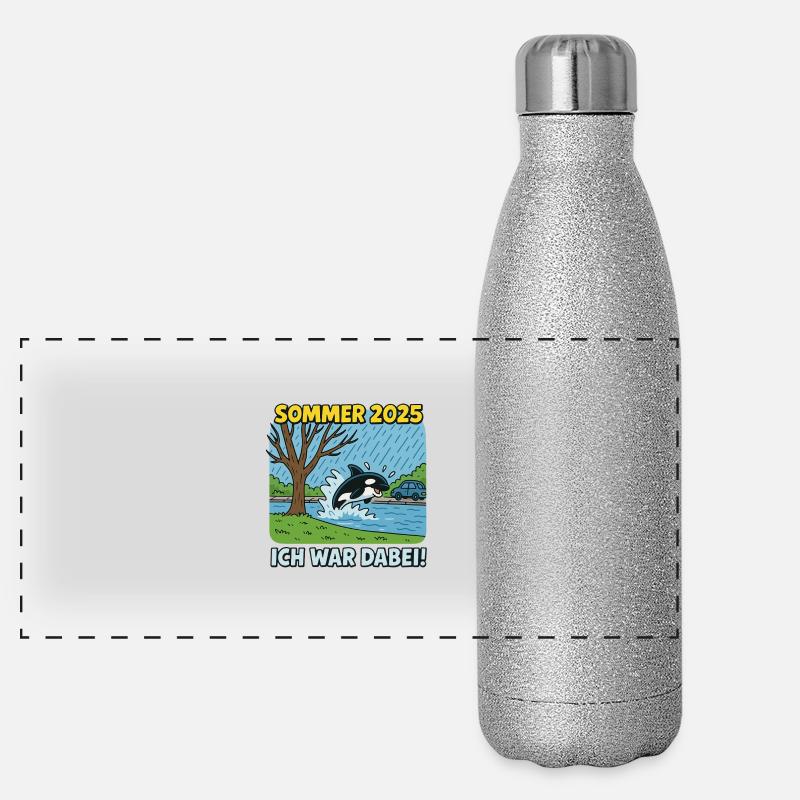 Spruch "Sommer 2025 Ich war dabei" Urlauber Urlaub Panorama Glitzer Isolierflasche 500 ml