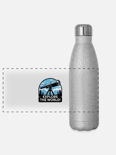 JUMELLES - Gourde isotherme panoramique pailletée 500 ml - paillettes argentées - Devant