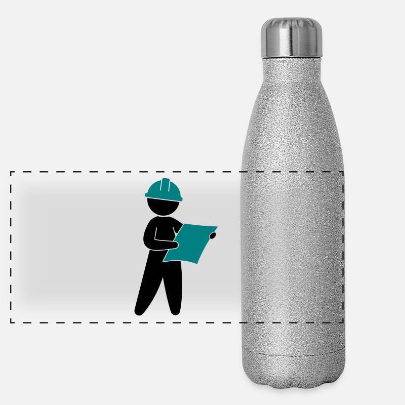 Ein Ingenieur auf einer Baustelle Panorama Glitzer Isolierflasche 500 ml