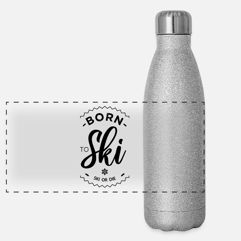 Born to ski- Panorama Glitzer Isolierflasche 500 ml