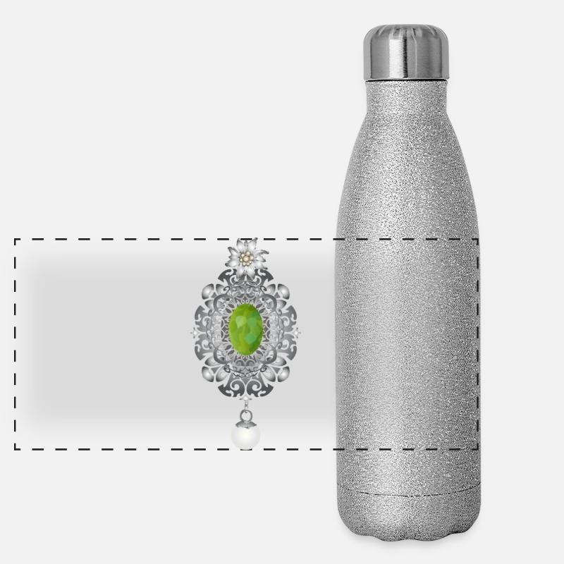 zeitlose Trachten Smaragd Brosche mit Perle Panorama Glitzer Isolierflasche 500 ml