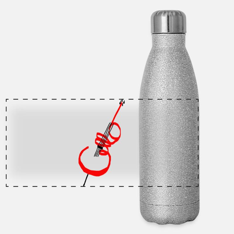 Cello lettering red - Panoramic Glitter Thermal Bottle 500 ml - silver glitter