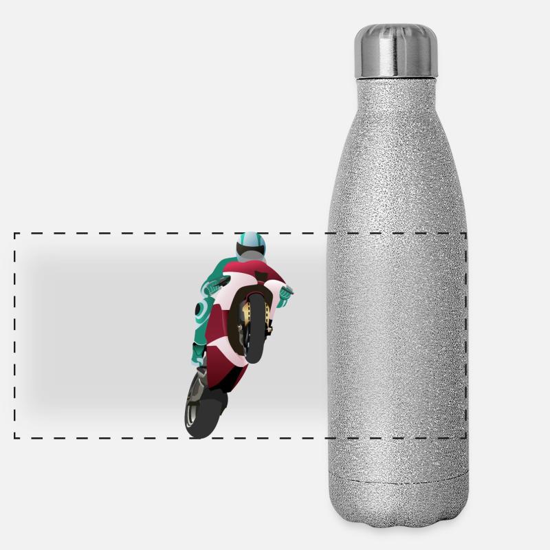 Wheelie extreme avec moto à la course Gourde isotherme panoramique pailletée 500 ml