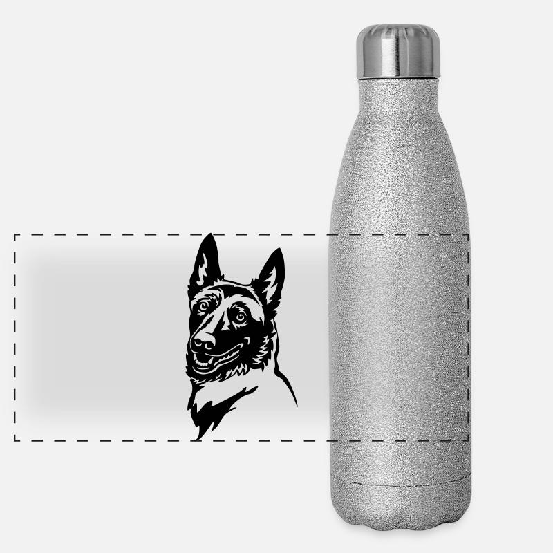 Malinois Head Panoramic Glitter Thermal Bottle 500 ml